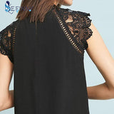 Women's Sleeveless Blouse Lace Patchwork Solid Shirt Black/White - Assorted Buy Online