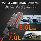 UTRAI 2500A Car Battery Starter Portable Power Bank 10W Wireless Charger LED Light Safety Hammer Car Jump Starter - Assorted Buy Online