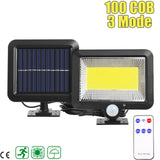 3 Mode Solar Powered LED Lights 100COB/120COB/160COB Waterproof Motion Sensor Wall Light (With remote) - Assorted Buy Online