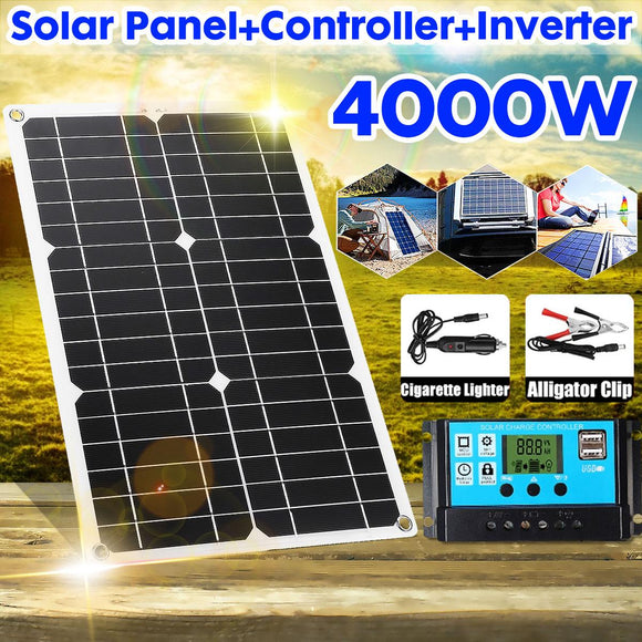 110V/220V Solar Power System 20W Solar Panel Battery Charger 4000W with Inverter Complete Kit Solar Controller 30A/40A/50A/60A - Assorted Buy Online