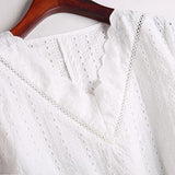 Women's White Blouse Lace Crochet Tops V Neck - Assorted Buy Online