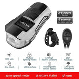 Waterproof Bicycle Light USB Charging Bike Front Light Flashlight Handlebar Cycling Head Light w/ Horn Speed Meter LCD - Assorted Buy Online