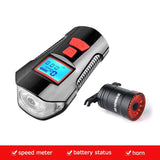 Waterproof Bicycle Light USB Charging Bike Front Light Flashlight Handlebar Cycling Head Light w/ Horn Speed Meter LCD - Assorted Buy Online