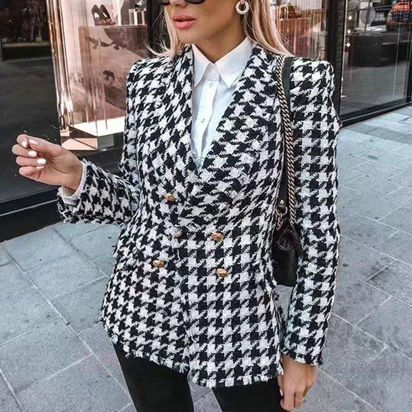 Women's Tweed Jackets Business Wear Black Tassel Houndstooth - Assorted Buy Online