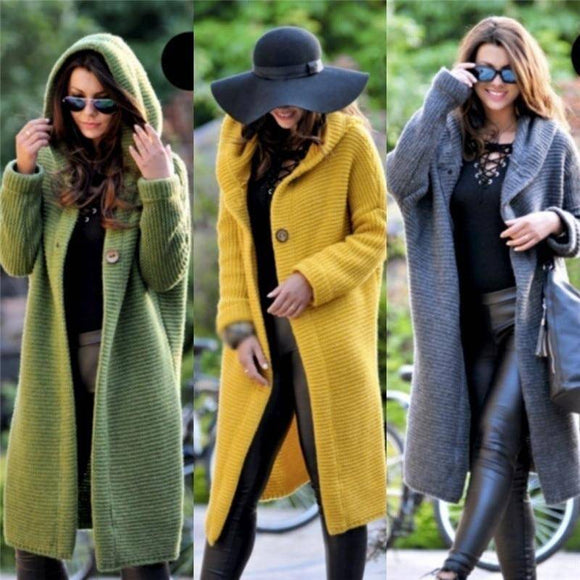 Women's Sweaters Casual Loose Cardigans Single Breasted Puff Hooded Coat - Assorted Buy Online