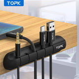 TOPK Cable Organizer Silicone USB Cable Winder Desktop Tidy Management Clips Cable Holder - Assorted Buy Online