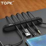 TOPK Cable Organizer Silicone USB Cable Winder Desktop Tidy Management Clips Cable Holder - Assorted Buy Online