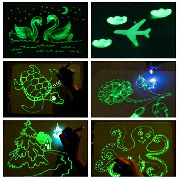 1Pc/3Pcs LED A3 A4 A5 Luminous Drawing Board Graffiti Doodle Magic Draw With Fluorescent Pen / Educational Toy - Assorted Buy Online