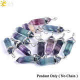 CSJA Fluorite Necklaces Crystal Pendants Suspension Natural Gem Stone Quartz Bullet Hexagonal Pendulum Reiki Chakra pendulo E546 - Assorted Buy Online