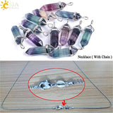CSJA Fluorite Necklaces Crystal Pendants Suspension Natural Gem Stone Quartz Bullet Hexagonal Pendulum Reiki Chakra pendulo E546 - Assorted Buy Online