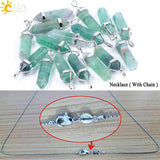 CSJA Fluorite Necklaces Crystal Pendants Suspension Natural Gem Stone Quartz Bullet Hexagonal Pendulum Reiki Chakra pendulo E546 - Assorted Buy Online