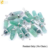 CSJA Fluorite Necklaces Crystal Pendants Suspension Natural Gem Stone Quartz Bullet Hexagonal Pendulum Reiki Chakra pendulo E546 - Assorted Buy Online