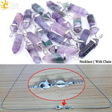 CSJA Fluorite Necklaces Crystal Pendants Suspension Natural Gem Stone Quartz Bullet Hexagonal Pendulum Reiki Chakra pendulo E546 - Assorted Buy Online