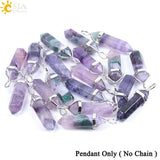 CSJA Fluorite Necklaces Crystal Pendants Suspension Natural Gem Stone Quartz Bullet Hexagonal Pendulum Reiki Chakra pendulo E546 - Assorted Buy Online