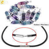CSJA Fluorite Necklaces Crystal Pendants Suspension Natural Gem Stone Quartz Bullet Hexagonal Pendulum Reiki Chakra pendulo E546 - Assorted Buy Online