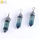 CSJA Fluorite Necklaces Crystal Pendants Suspension Natural Gem Stone Quartz Bullet Hexagonal Pendulum Reiki Chakra pendulo E546 - Assorted Buy Online