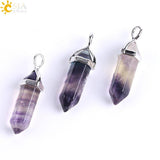 CSJA Fluorite Necklaces Crystal Pendants Suspension Natural Gem Stone Quartz Bullet Hexagonal Pendulum Reiki Chakra pendulo E546 - Assorted Buy Online