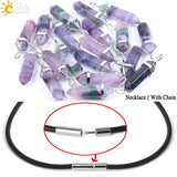 CSJA Fluorite Necklaces Crystal Pendants Suspension Natural Gem Stone Quartz Bullet Hexagonal Pendulum Reiki Chakra pendulo E546 - Assorted Buy Online