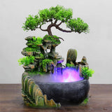 Creative Indoor Simulation Resin Rockery Fake Tree Feng Shui Waterfall Fountain Ornament - Assorted Buy Online