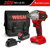 WOSAI 20V Cordless Brushless Electric Wrench Impact Wrench Socket Wrench 320N.m 4.0AH Li Battery - Assorted Buy Online