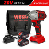 WOSAI 20V Cordless Brushless Electric Wrench Impact Wrench Socket Wrench 320N.m 4.0AH Li Battery - Assorted Buy Online