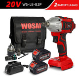 WOSAI 20V Cordless Brushless Electric Wrench Impact Wrench Socket Wrench 320N.m 4.0AH Li Battery - Assorted Buy Online