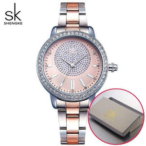 Women's Rose Gold Watch Crystal Dial Wrist Watches Quartz - Assorted Buy Online