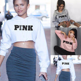 Women's Hoodies Jumper Sweatshirt Pink Cropped Top - Assorted Buy Online