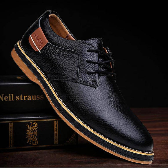 New Men Oxford Genuine PU Leather Dress Shoes Brogue Lace Up Flats Male Casual Shoes - Assorted Buy Online