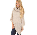 Knitted turtleneck cloak winter sweater Women Elegant button casual Oversize pullover - Assorted Buy Online